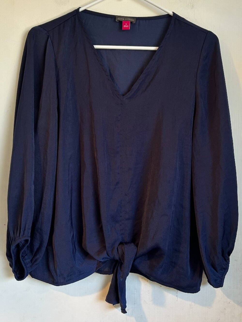 Vince Camuto - Navy Silk Tie Front Blouse